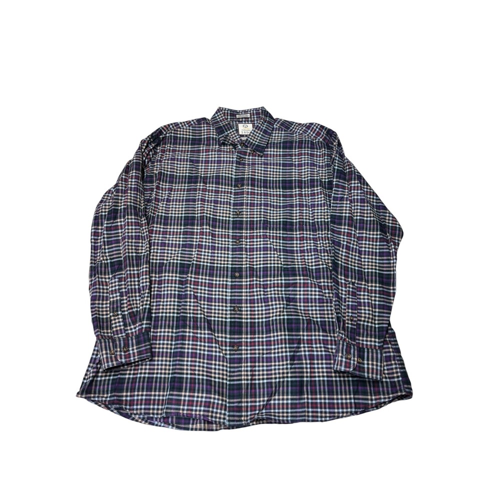 Viyella Authentics 1894 Mens Cotton Cashmere Plaid Button Down Shirt Purple 2XL